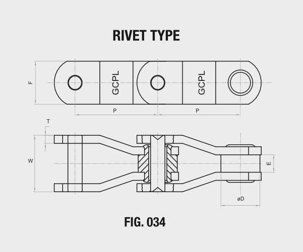Rivet Type Chains technical drawing — FIG. 034