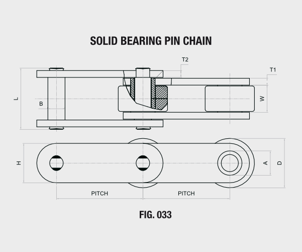 Solid Bearing Pin Chain technical drawing — FIG. 033